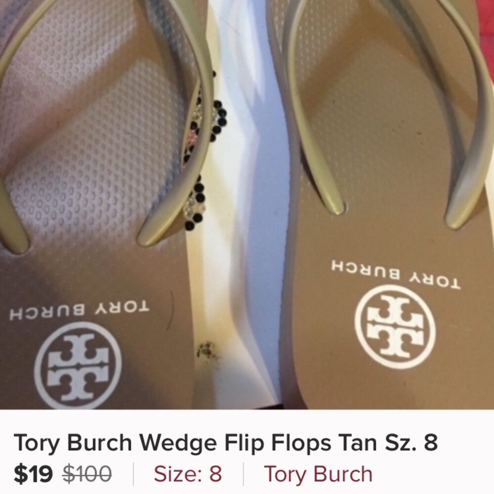 Tory Burch tan/beige wedge sandals